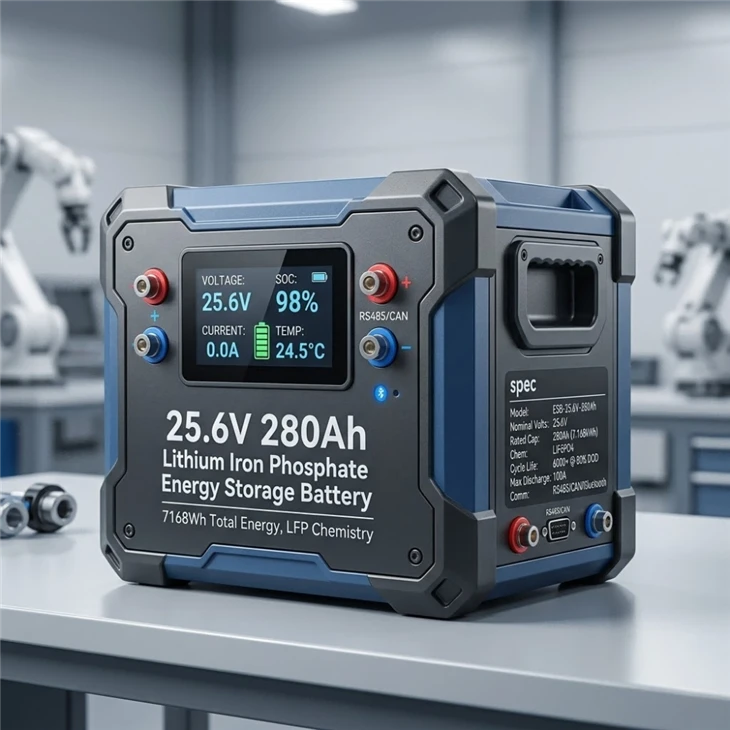 25.6V 280Ah Lityòm Iron Phosphate Enèji Depo Batri